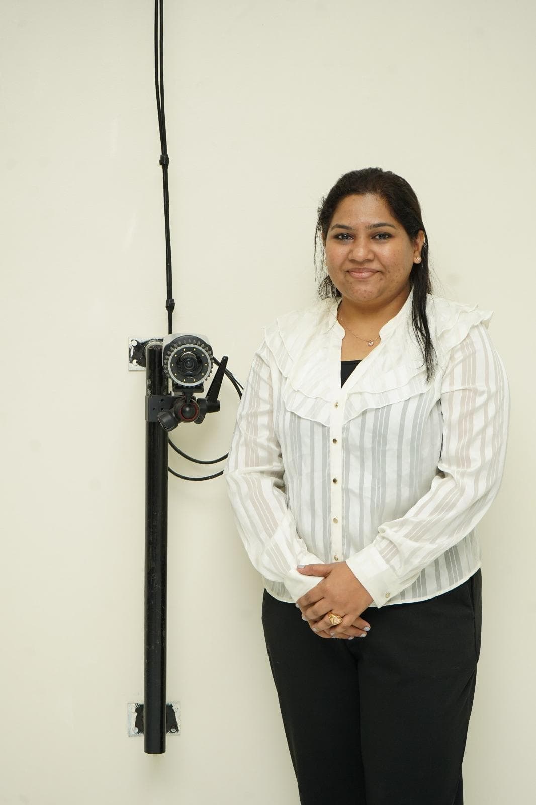 Dr. Mayuri Gad working in her 3D motion capture biomechanics laboratory